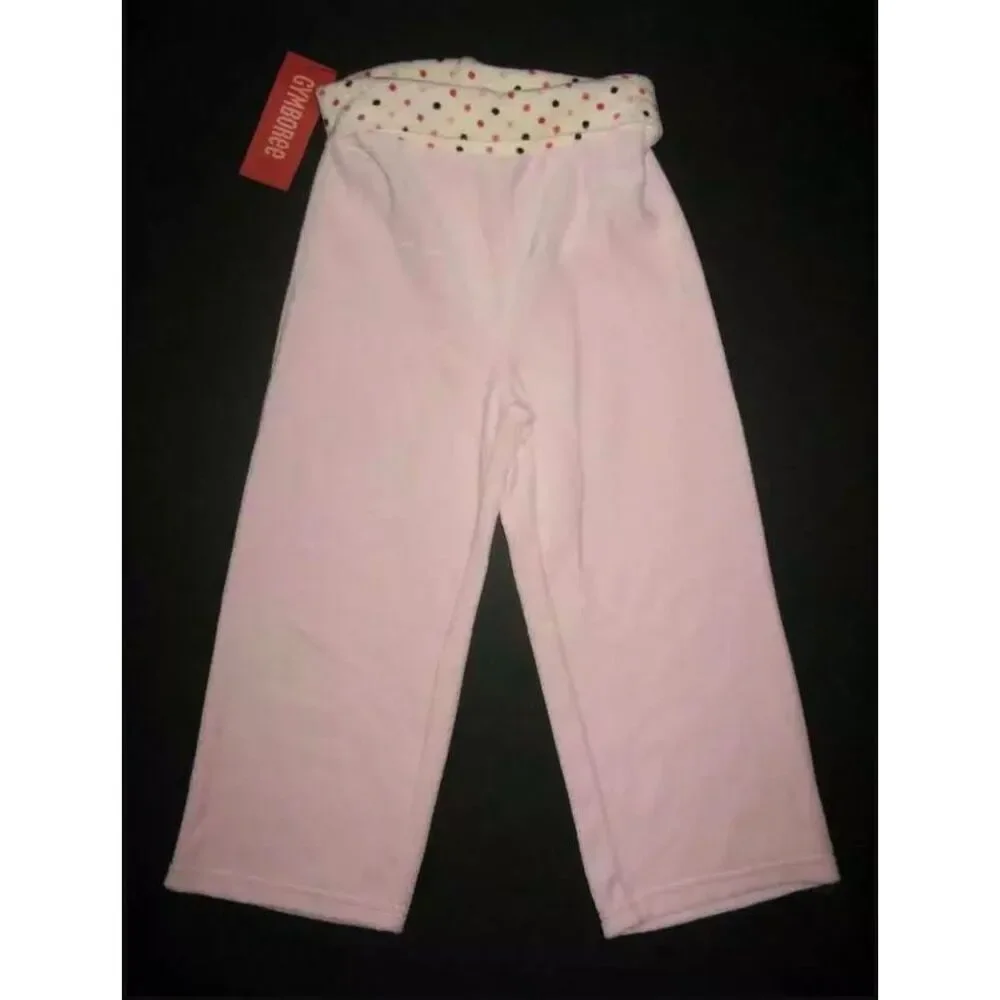 NEW Gymboree girls 2 3 2T velour light pink fold over waist yoga pants polka dot